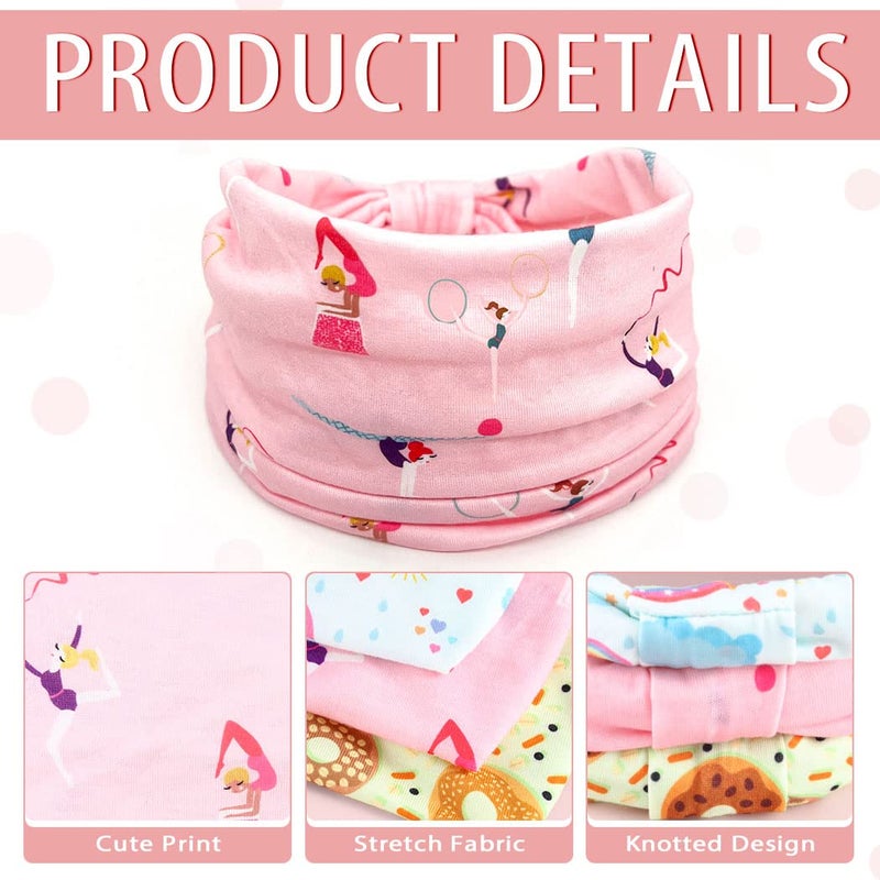 Bohend Girls Headbands Wide Knotted Hair Bands 3Pcs Non Slip Elastic Cute Head Bands Workout Yoga Sweatband Hair Accessories for Girls and Kids (D) - Image 3